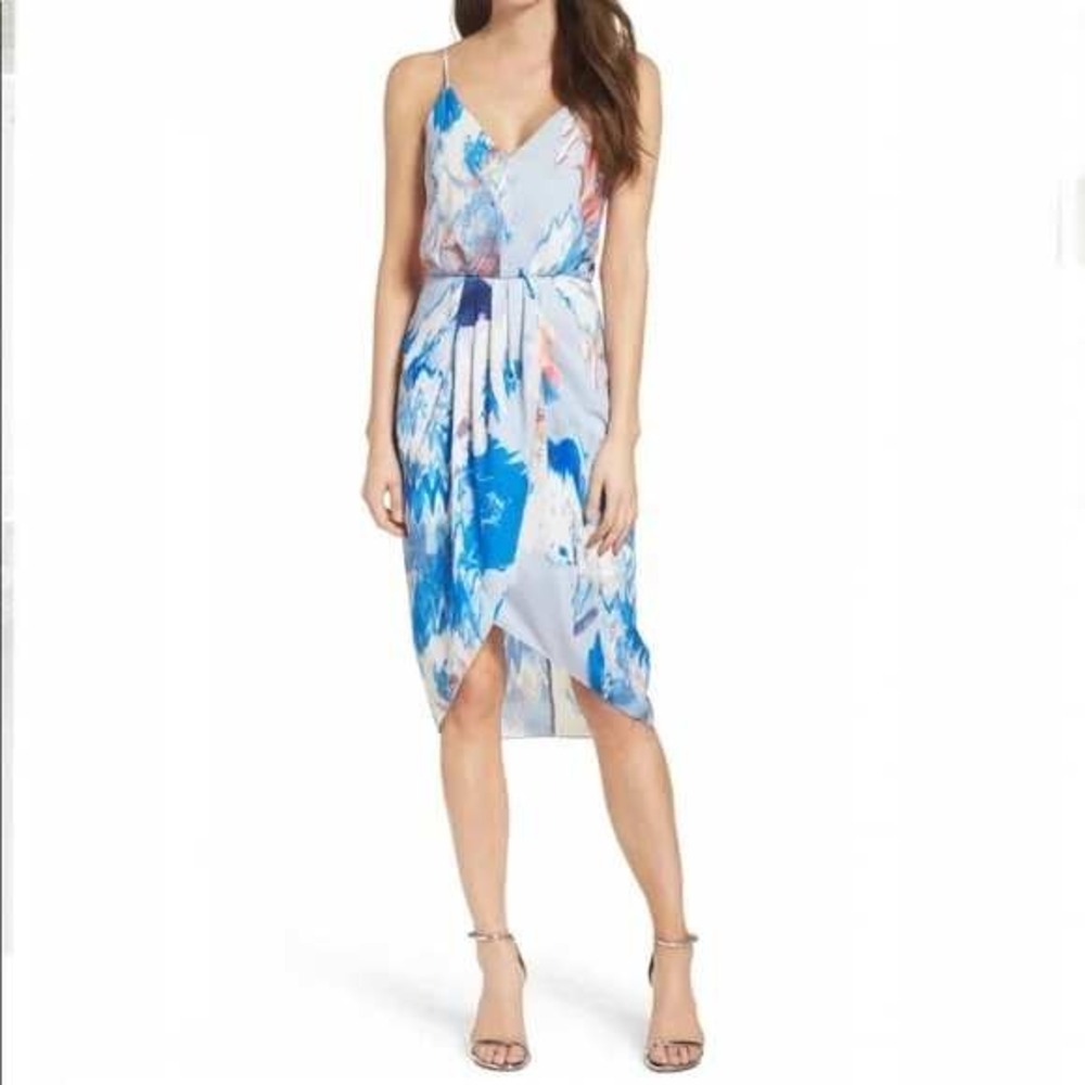 Chelsea28 blue and white‎ floral high low dress 4